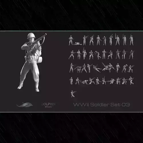 WWII Soldier Set 03 3D print model