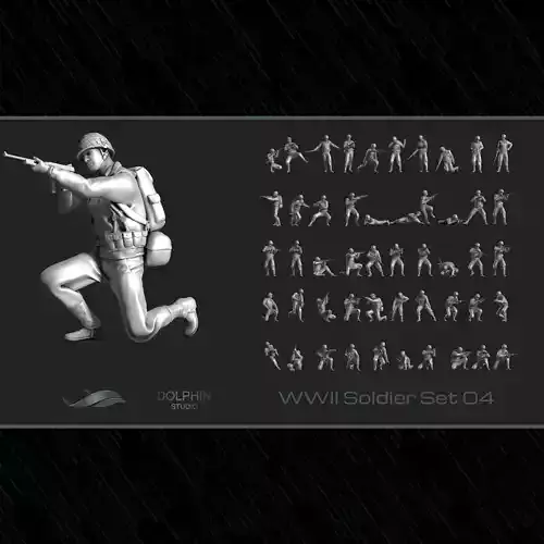 WWII Soldier Set 04 3D print model
