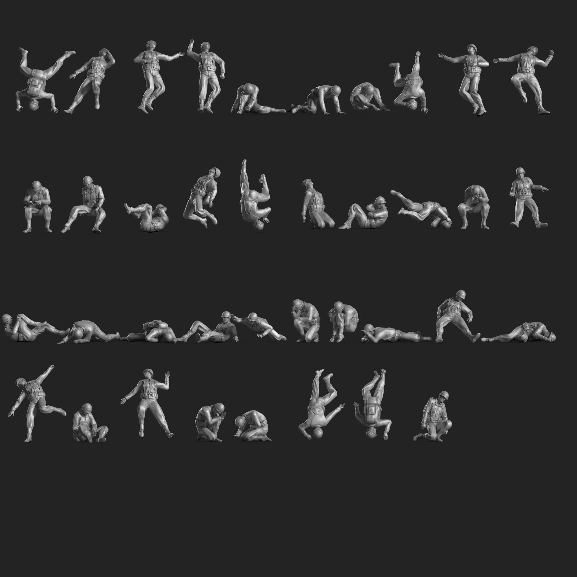 WWII Soldier Set 06 3D print model_1