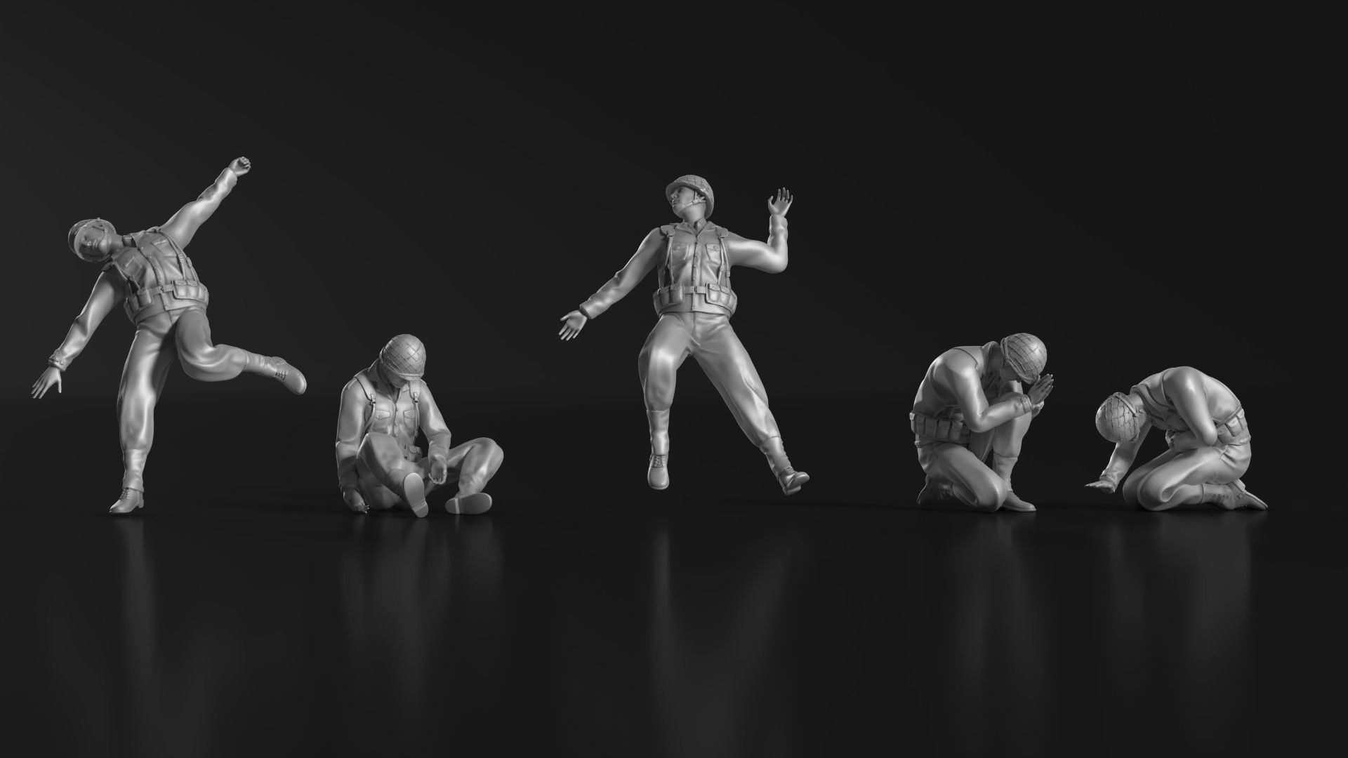 WWII Soldier Set 06 3D print model_8