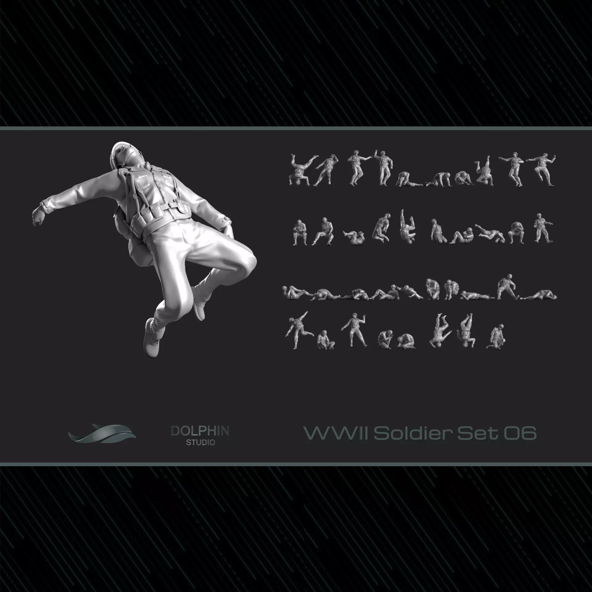 WWII Soldier Set 06 3D print model_0