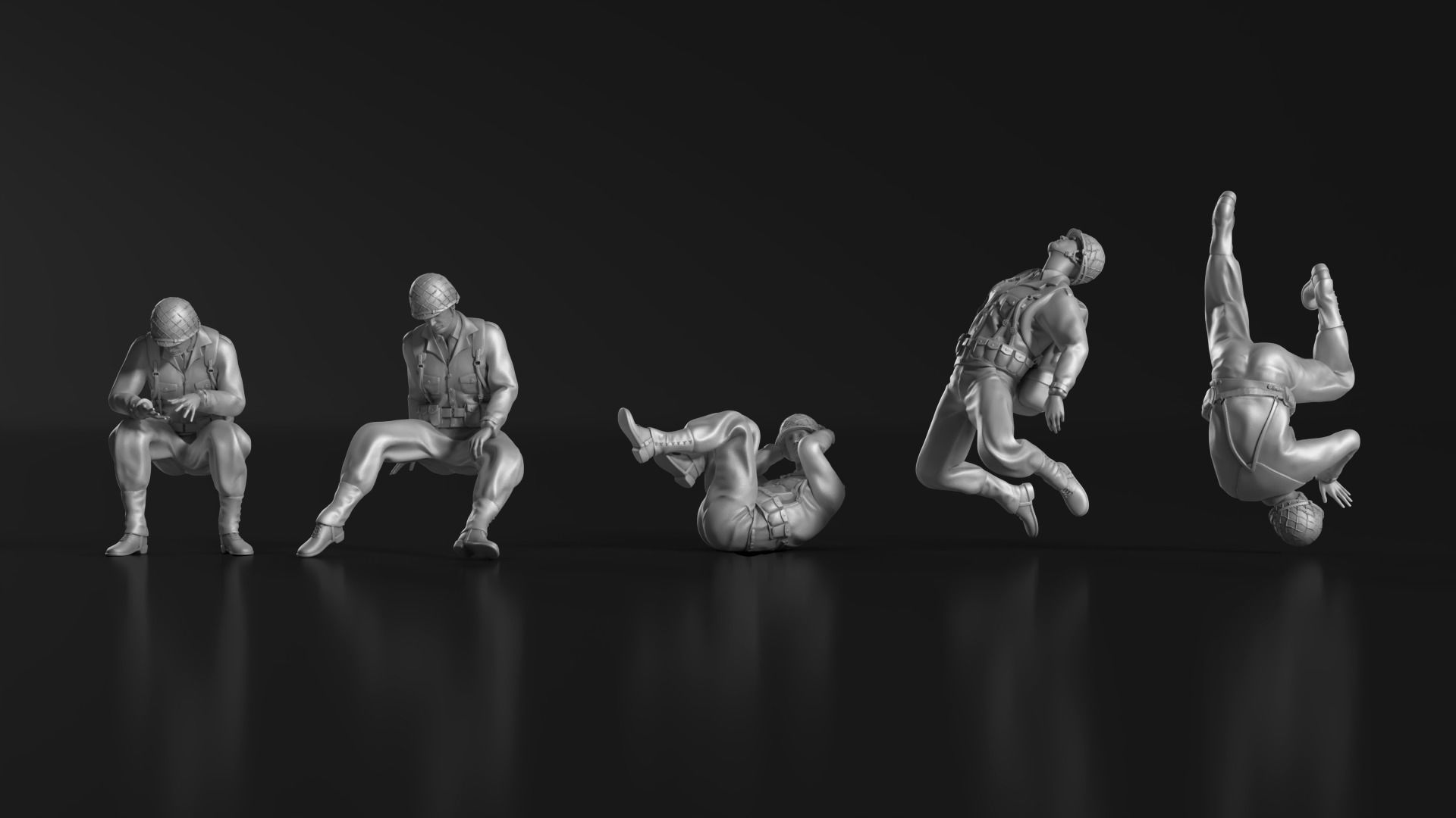 WWII Soldier Set 06 3D print model_4