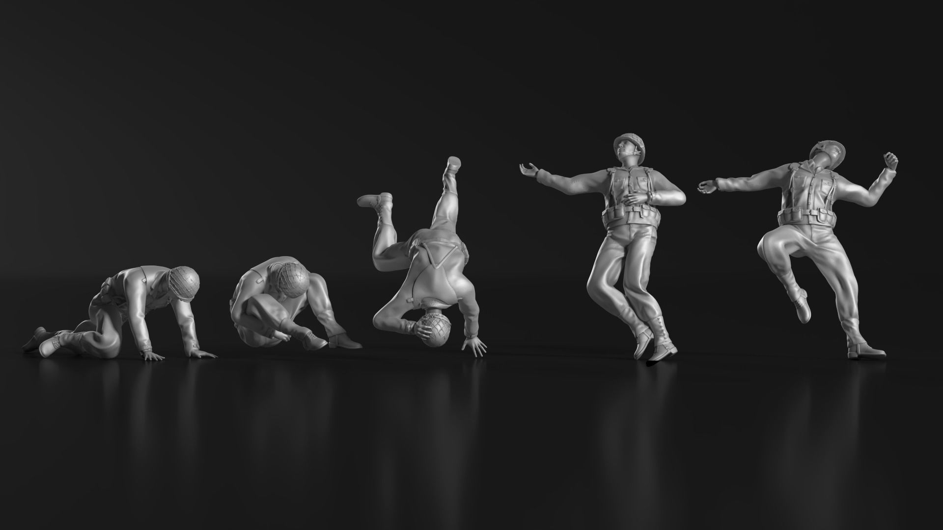 WWII Soldier Set 06 3D print model_3