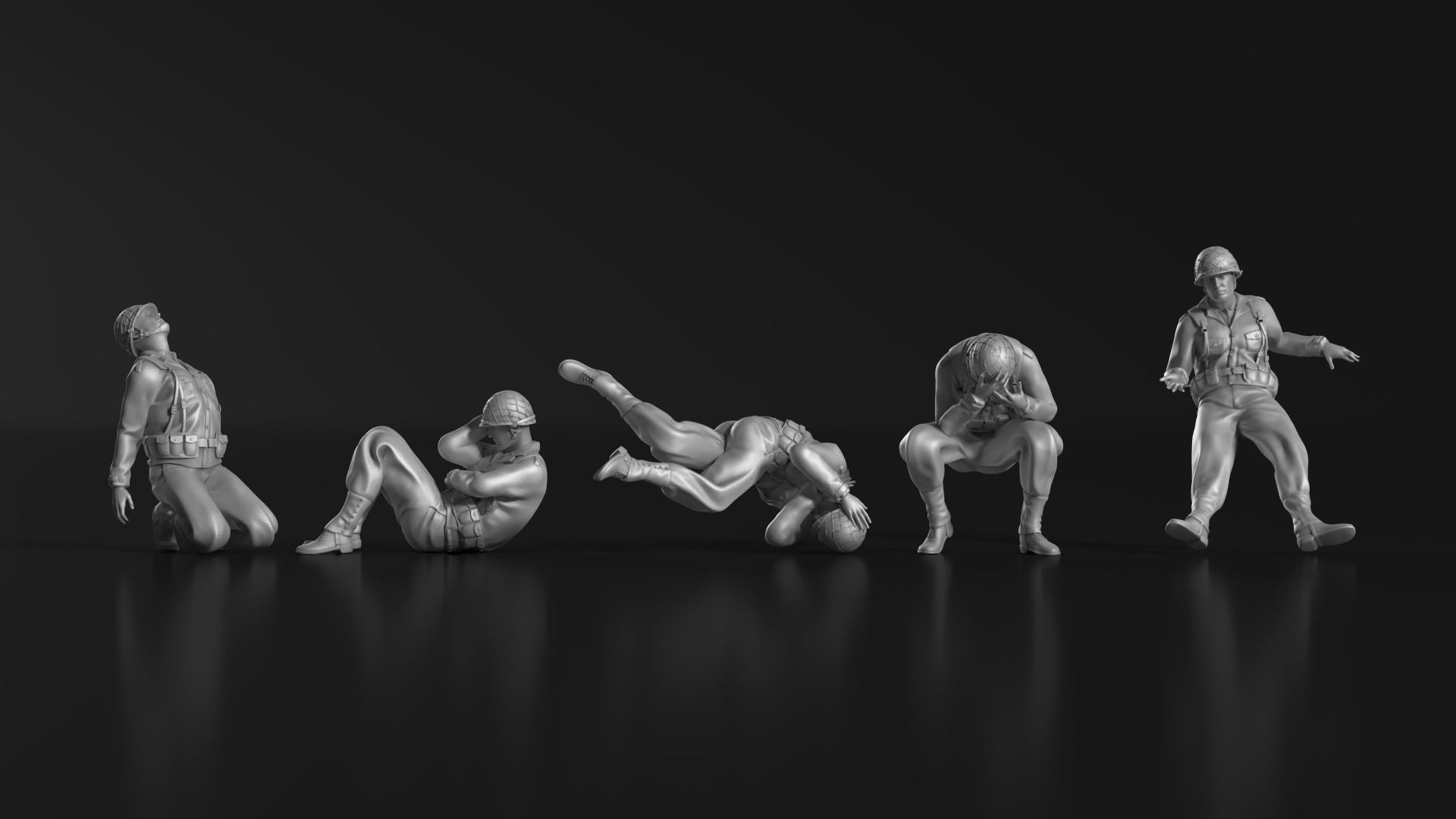 WWII Soldier Set 06 3D print model_5