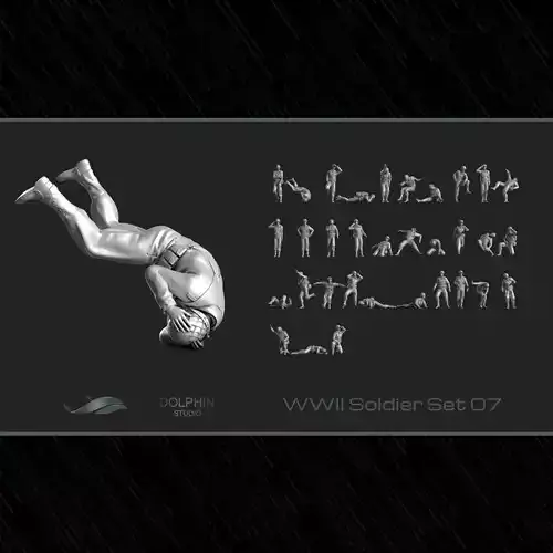 WWII Soldier Set 07 3D print model