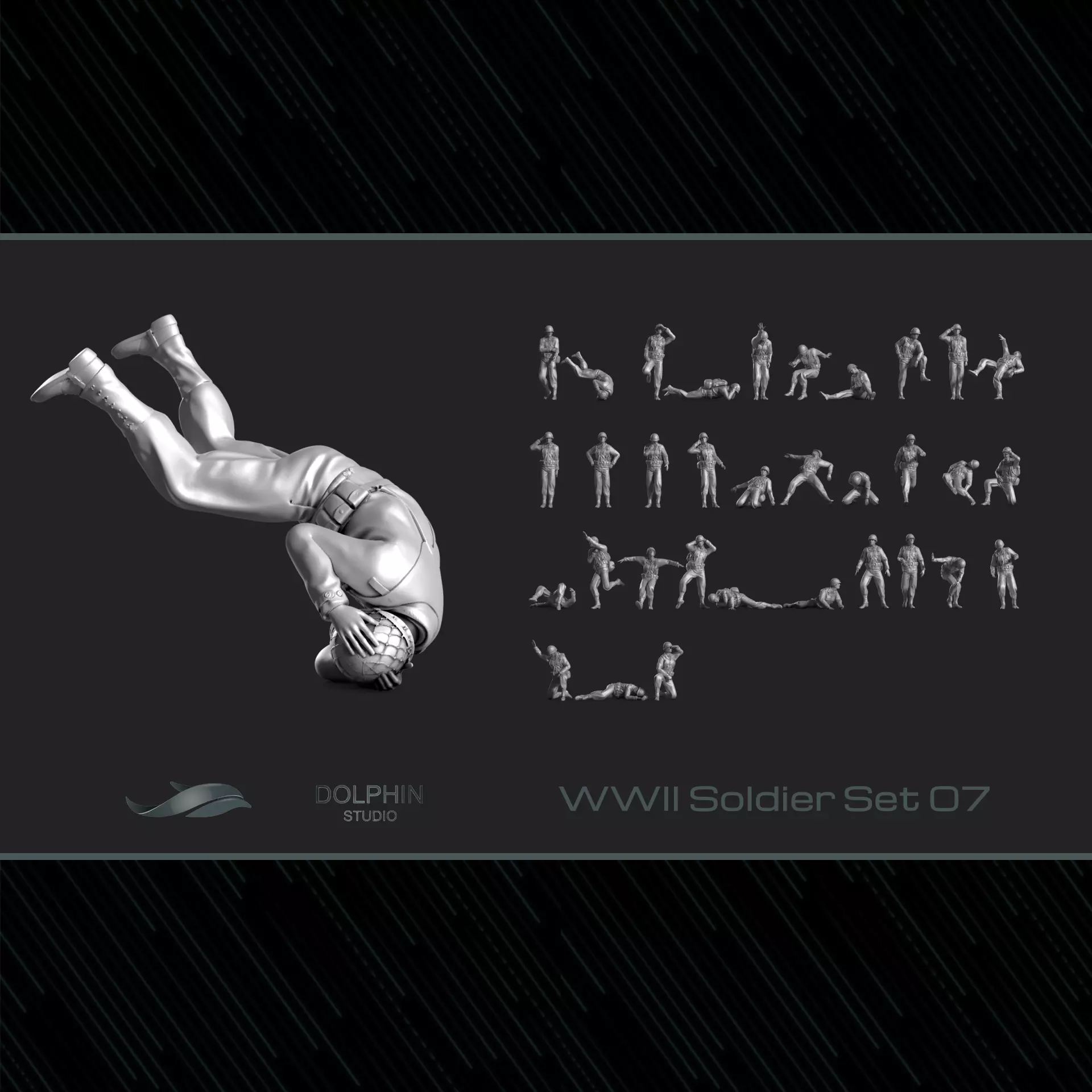 WWII Soldier Set 07 3D print model