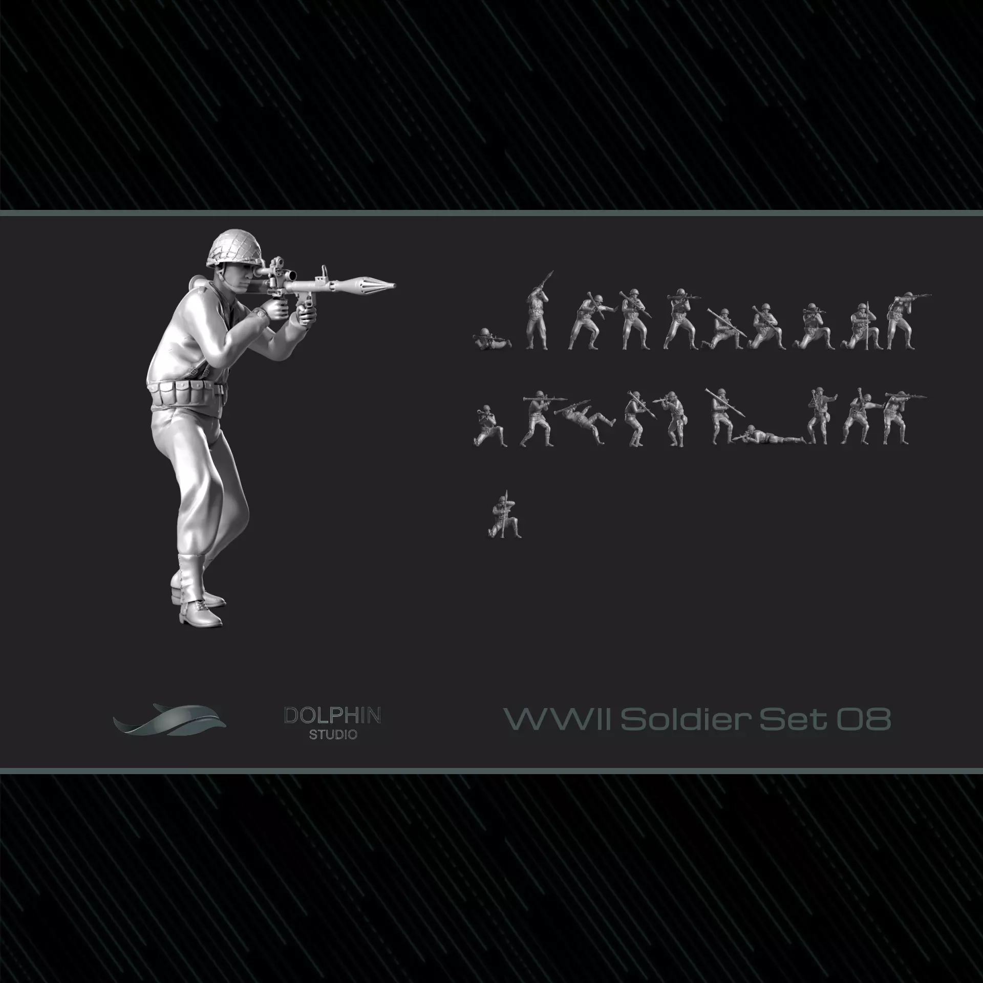 WWII Soldier Set 08 3D print model