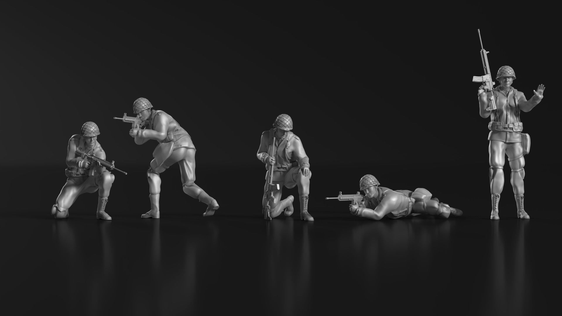 WWII Soldier Set 09 3D print model_4