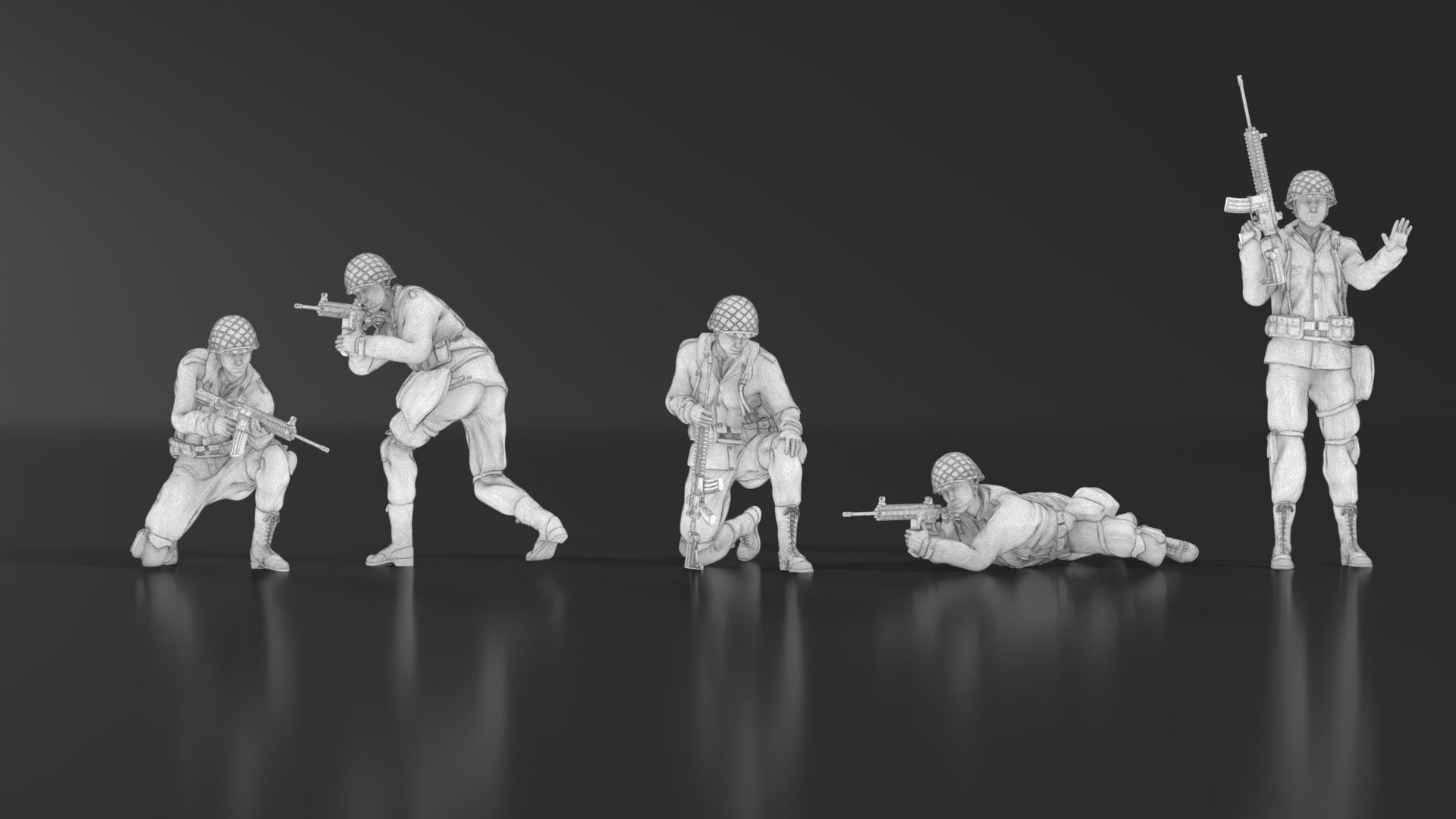 WWII Soldier Set 09 3D print model_14