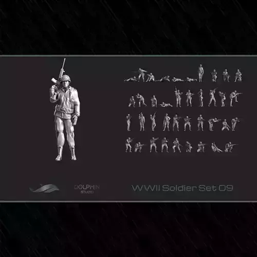 WWII Soldier Set 09 3D print model