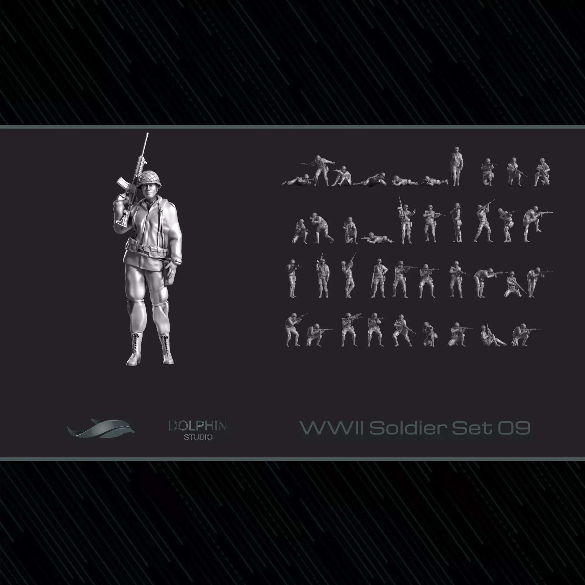 WWII Soldier Set 09 3D print model_0