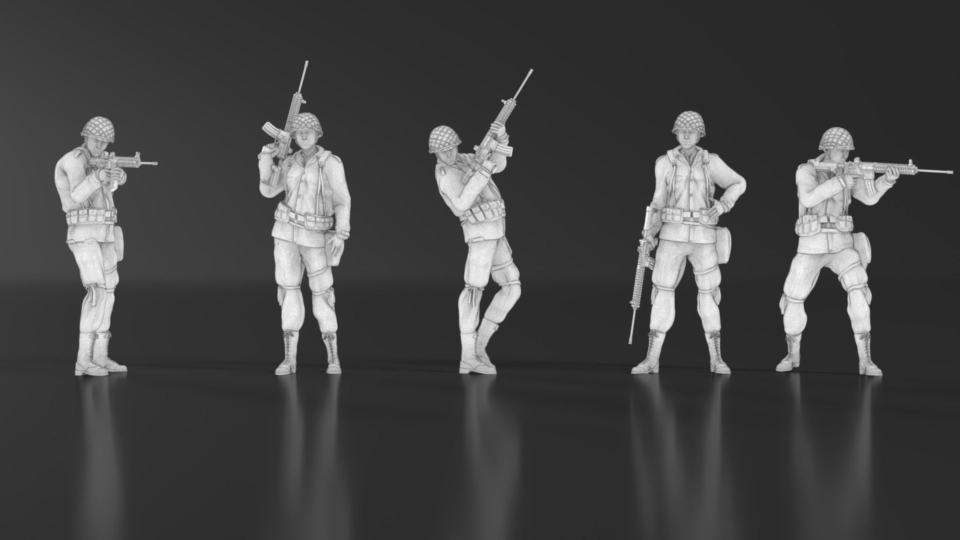 WWII Soldier Set 09 3D print model_16