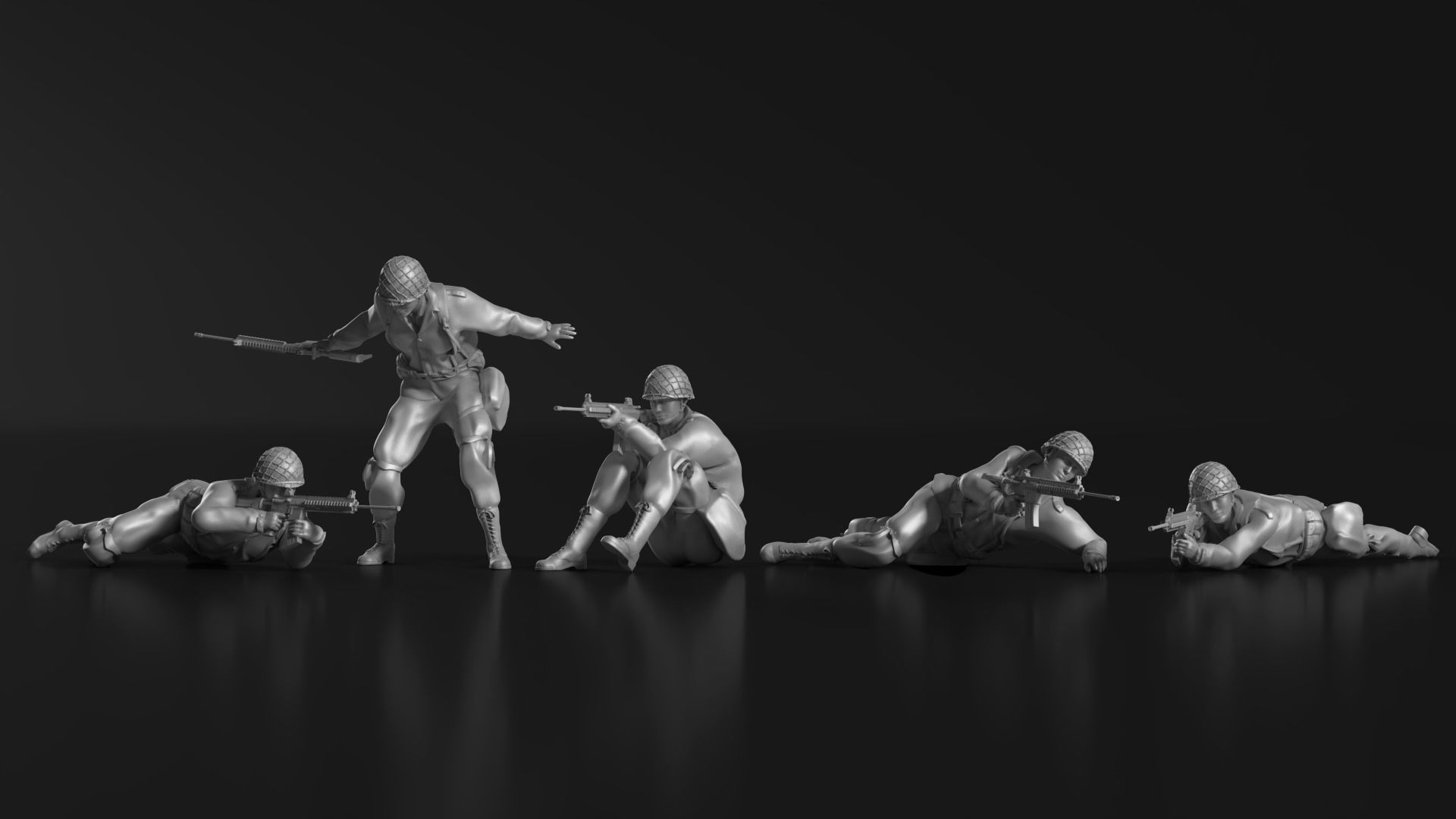 WWII Soldier Set 09 3D print model_2