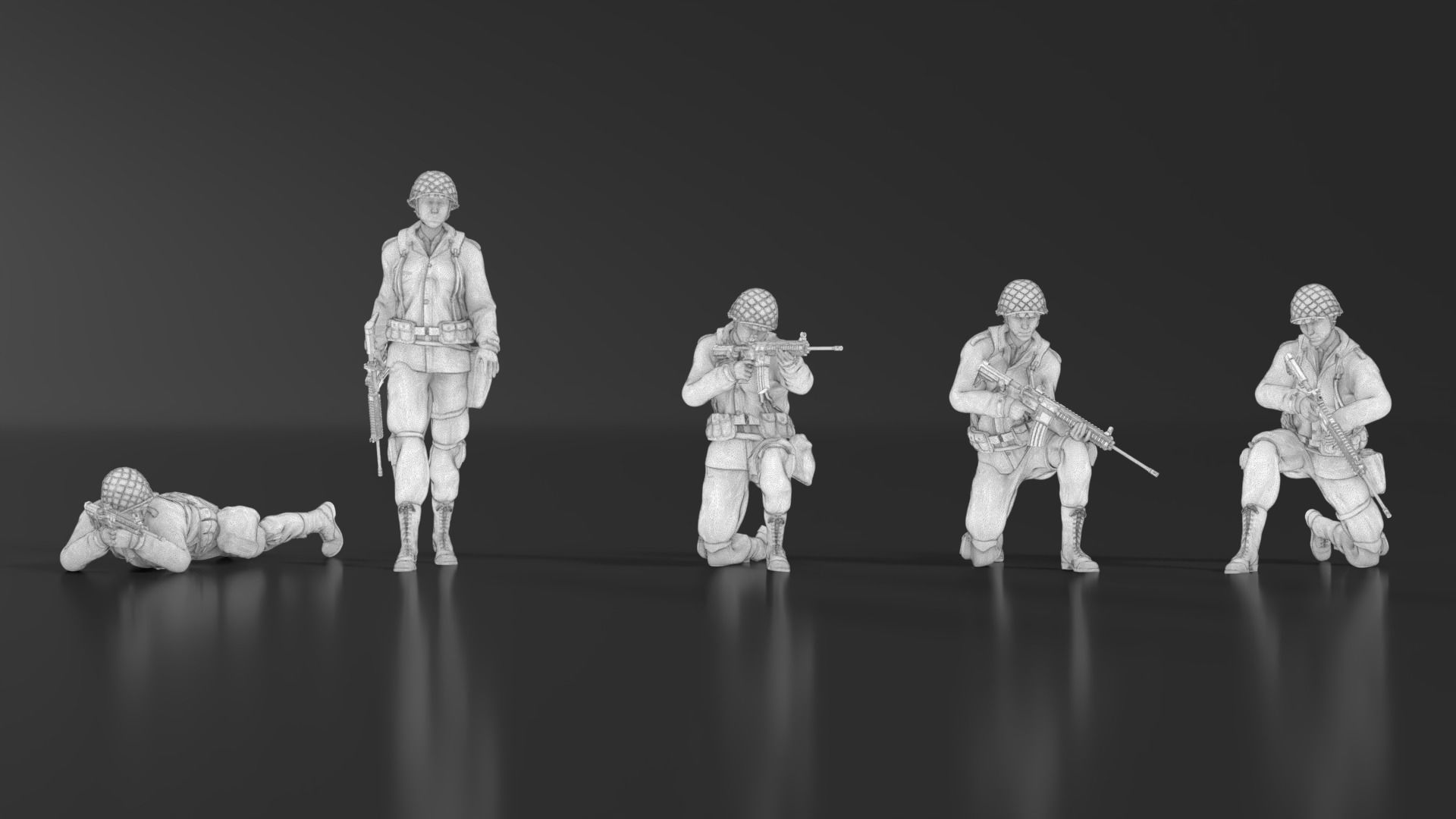 WWII Soldier Set 09 3D print model_13