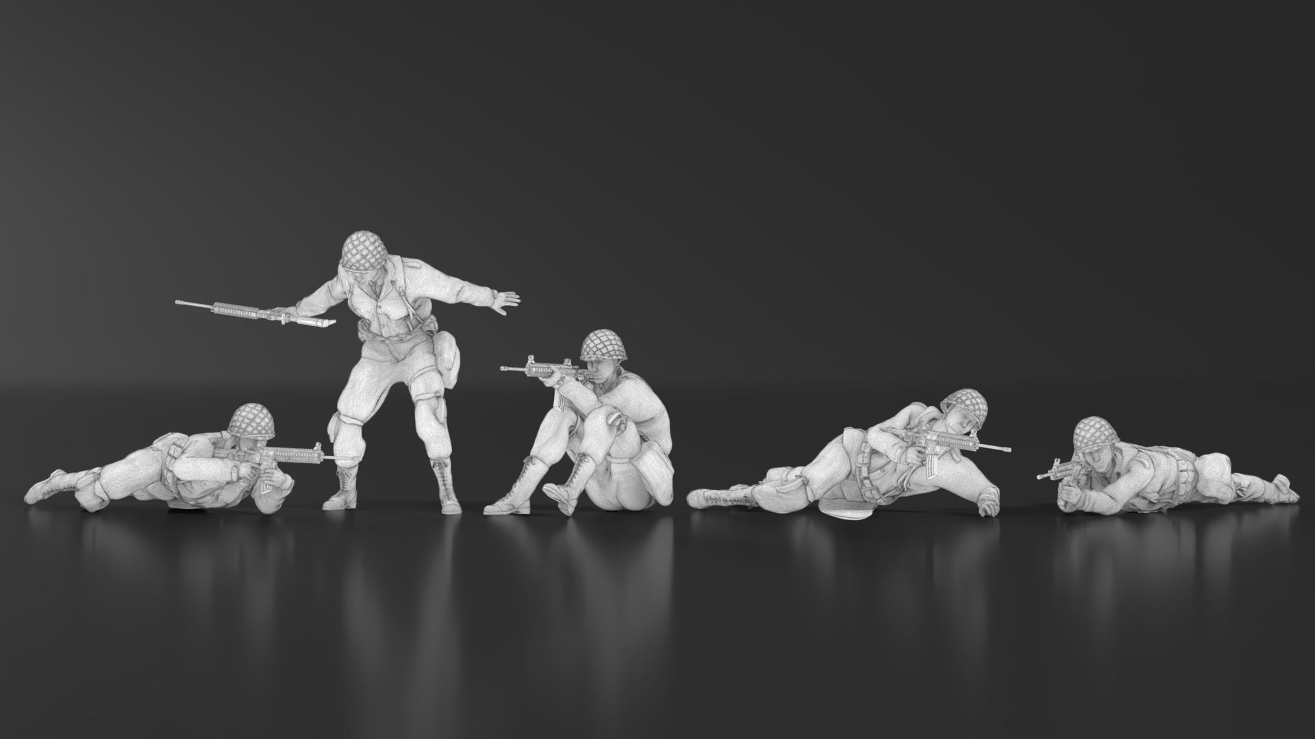 WWII Soldier Set 09 3D print model_12