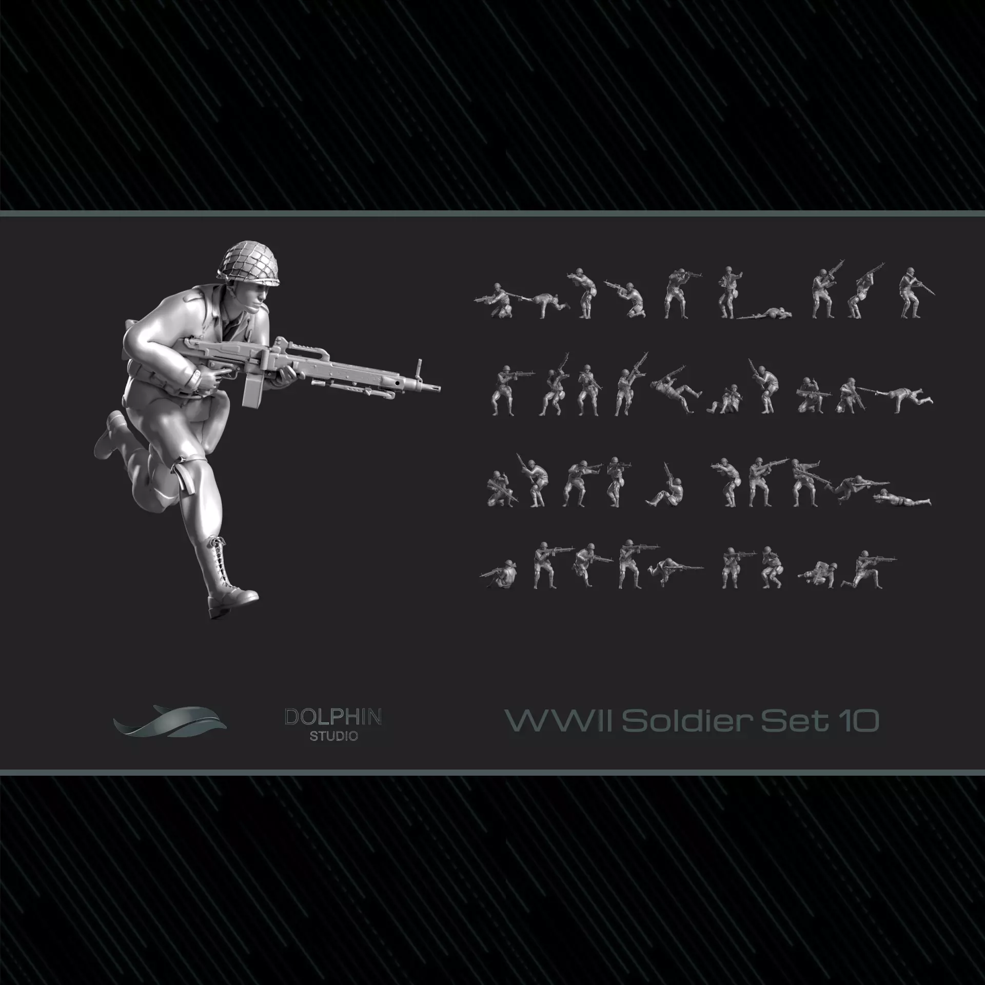 WWII Soldier Set 10 3D print model