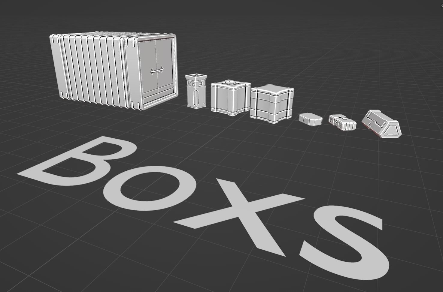 7 sci-fi boxes Low-poly 3D model_7