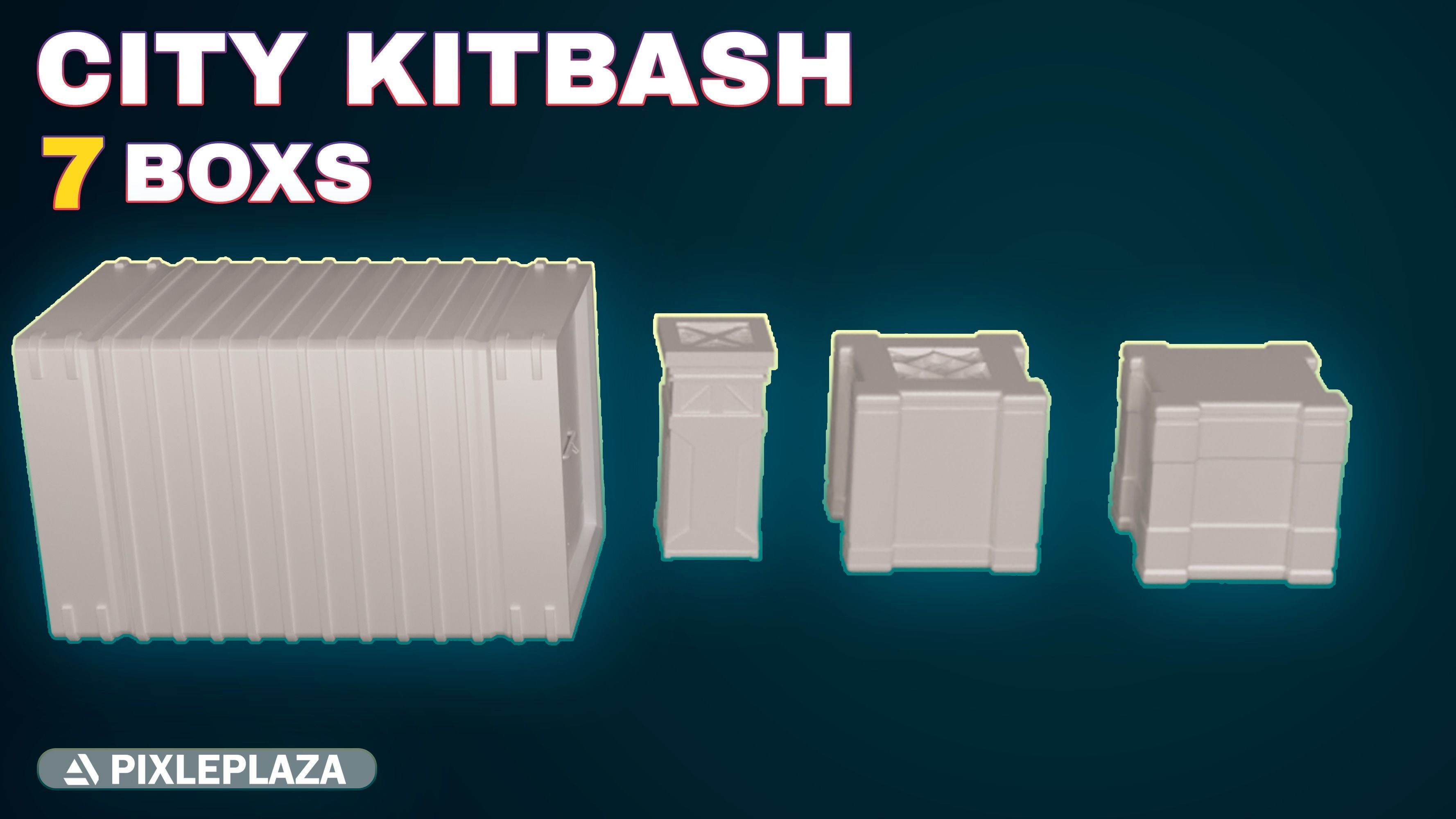 7 sci-fi boxes Low-poly 3D model_2