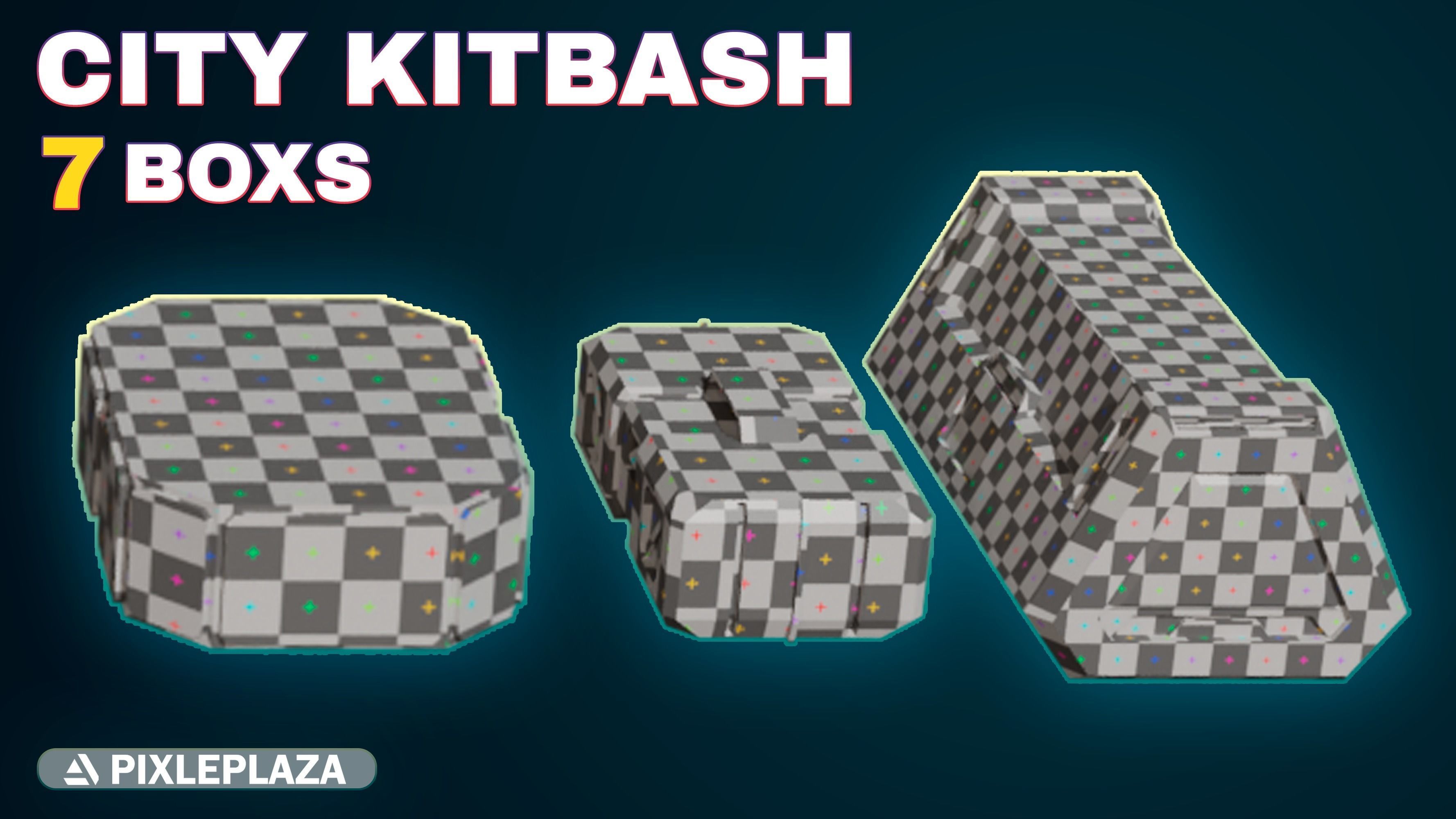 7 sci-fi boxes Low-poly 3D model_5