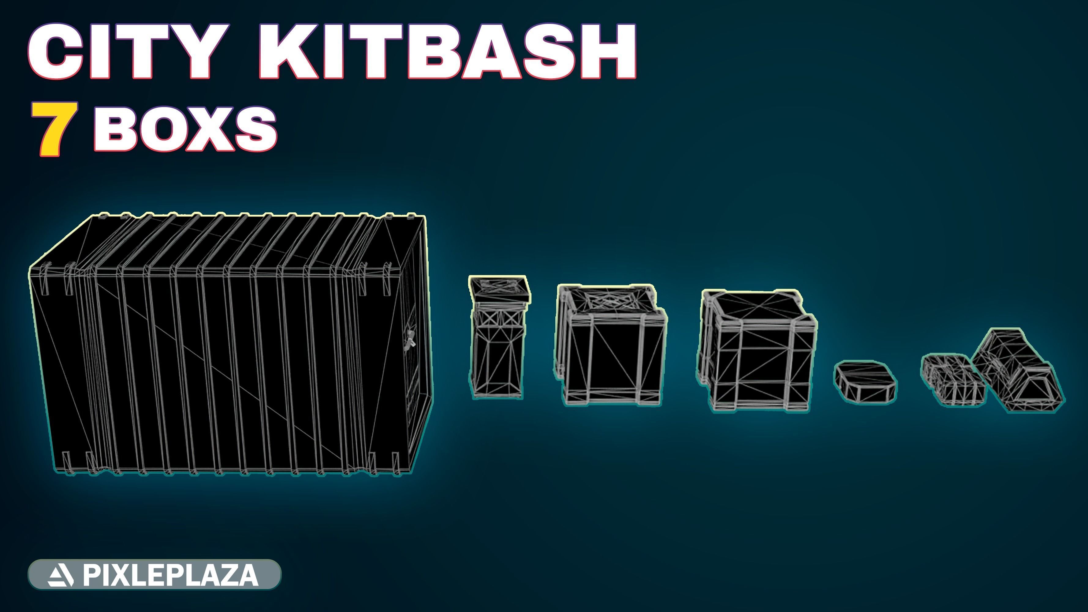 7 sci-fi boxes Low-poly 3D model_6