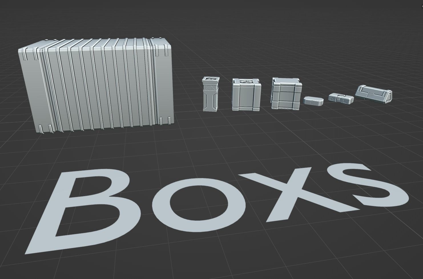 7 sci-fi boxes Low-poly 3D model_9