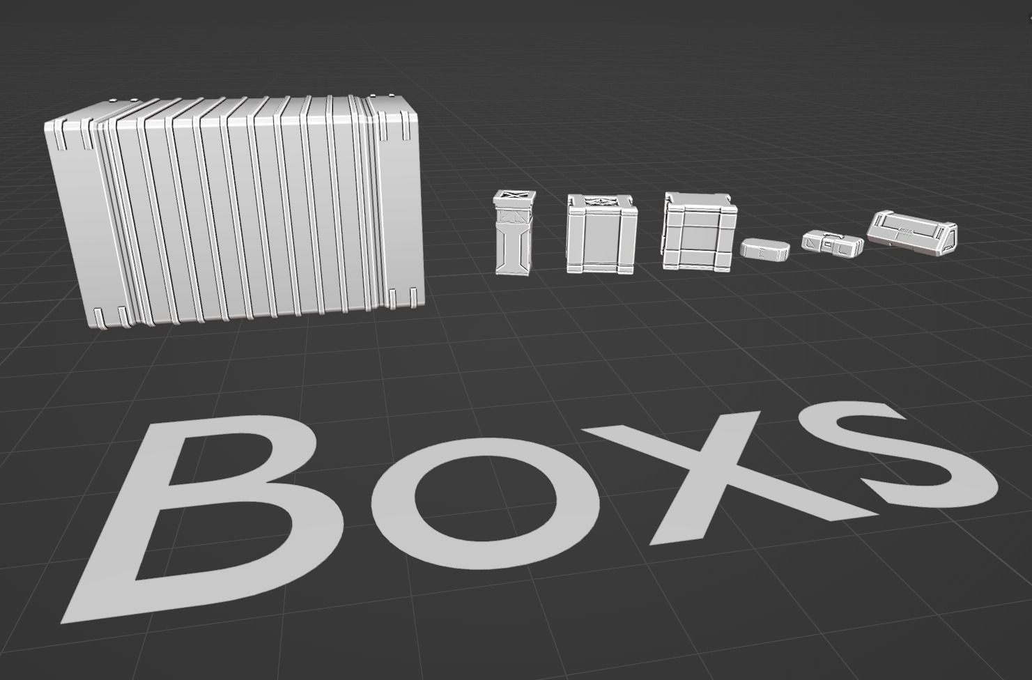 7 sci-fi boxes Low-poly 3D model_8