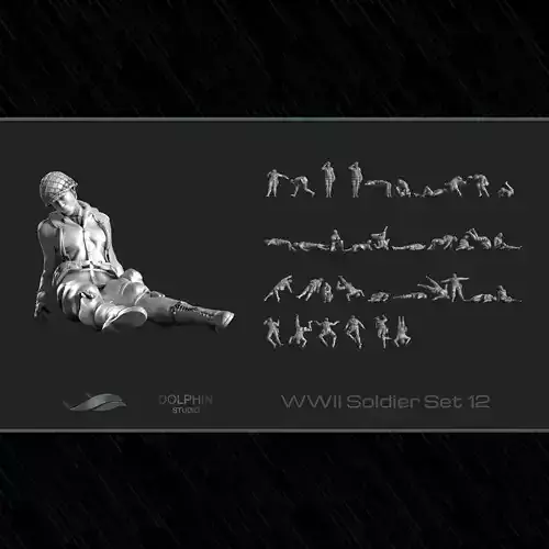  WWII Soldier Set 12 3D print model