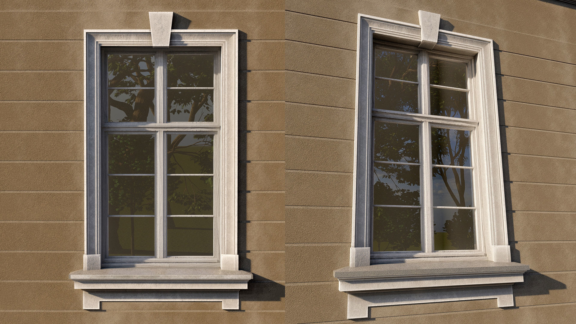 Classic window frame 3D model_2