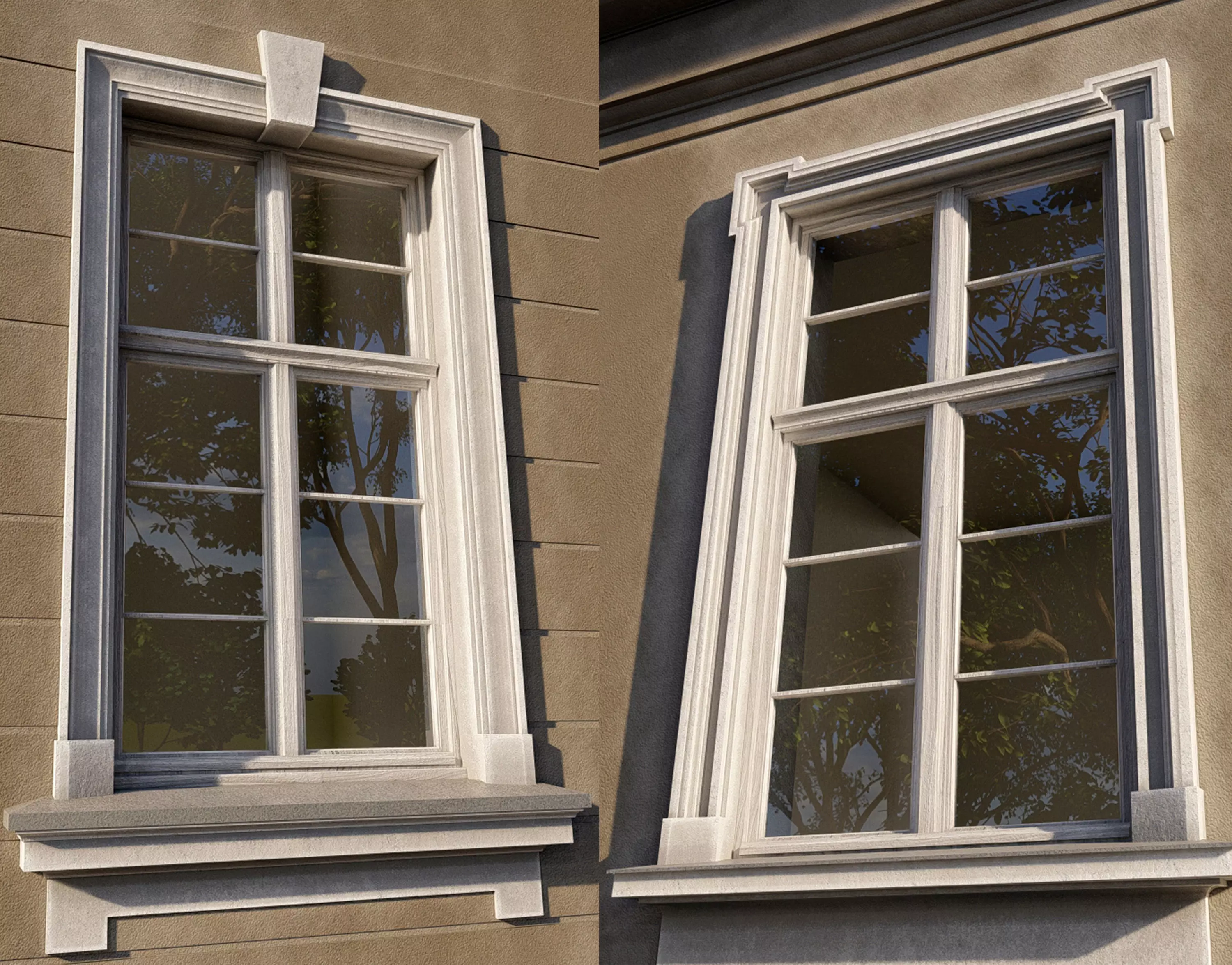 Classic window frame 3D model_0