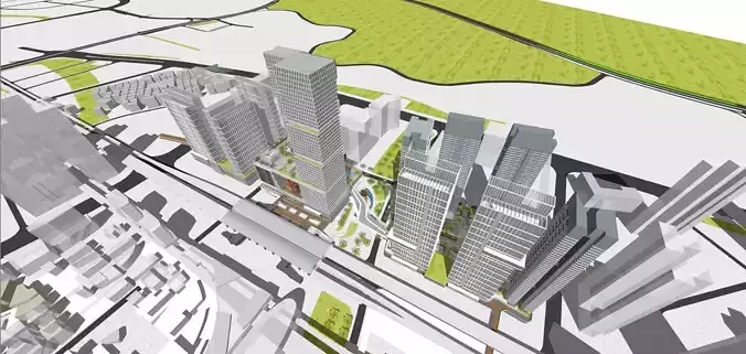 SU model of  modern office building in Hongshan