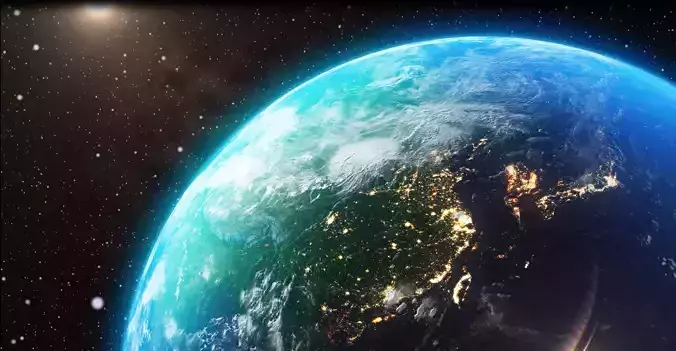 earth universe sun rise space Time-lapse photography halo planet 3D model