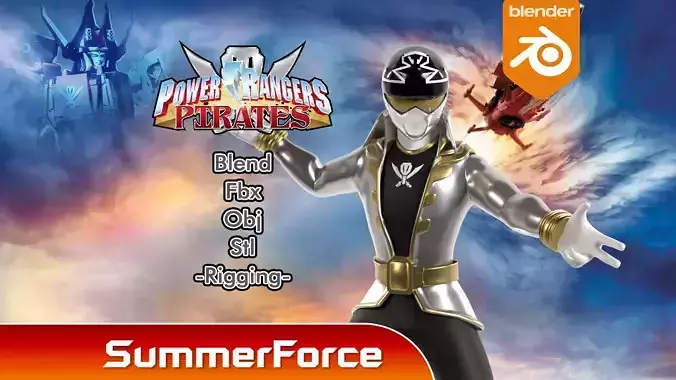 Silver Pirate Ranger - Power Rangers Pirates 3D model