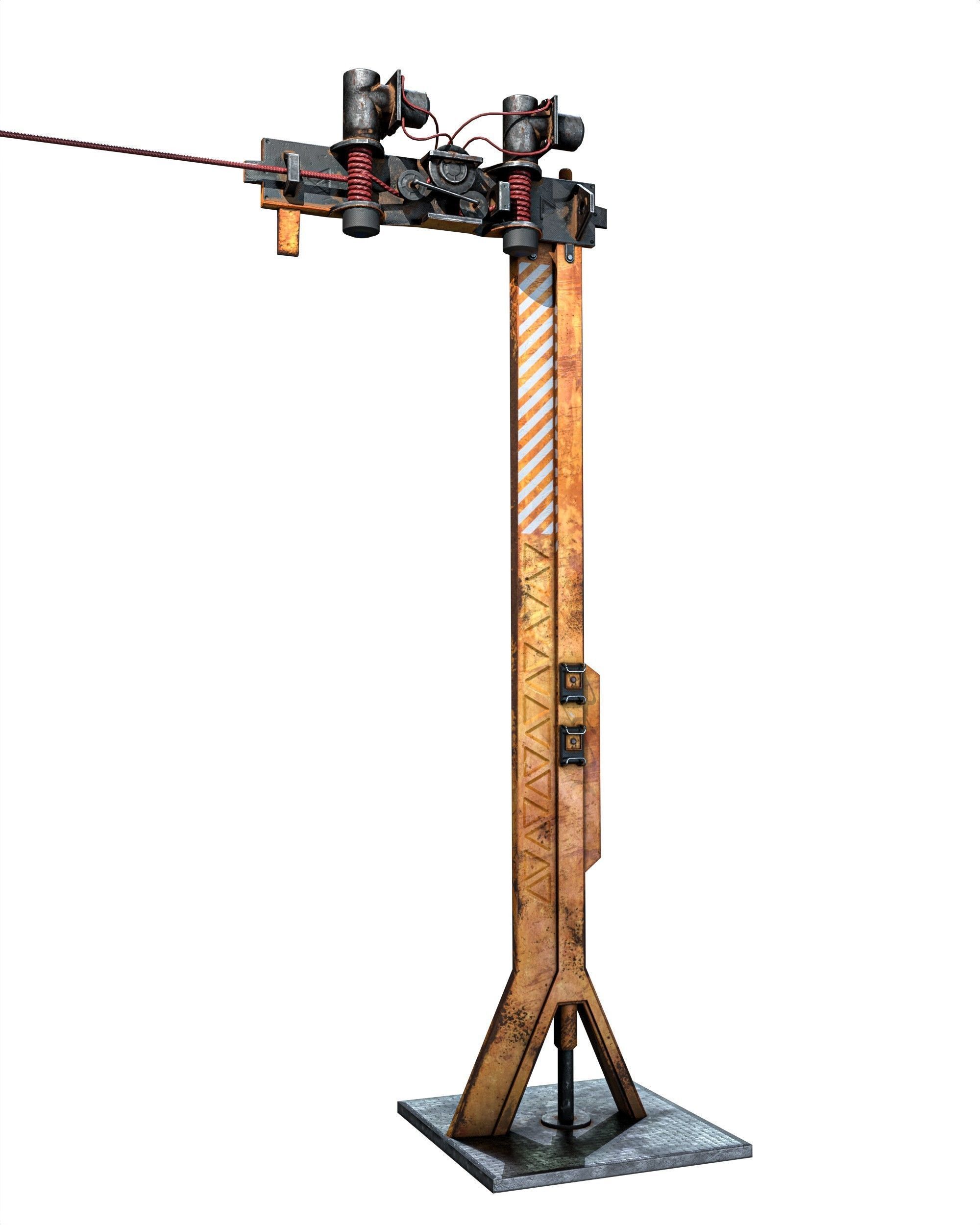 Ropeway Transport Low-poly 3D model_1