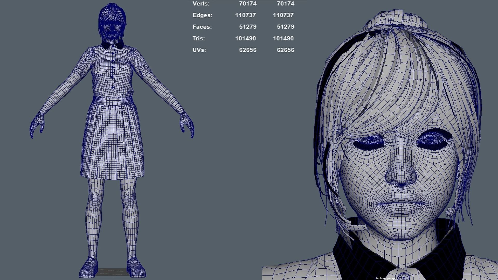 Asian School Girl - Game Ready UE5 Low-poly 3D model_12