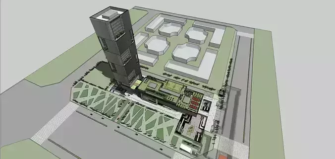 SU model of modern comprehensive commercial office building
