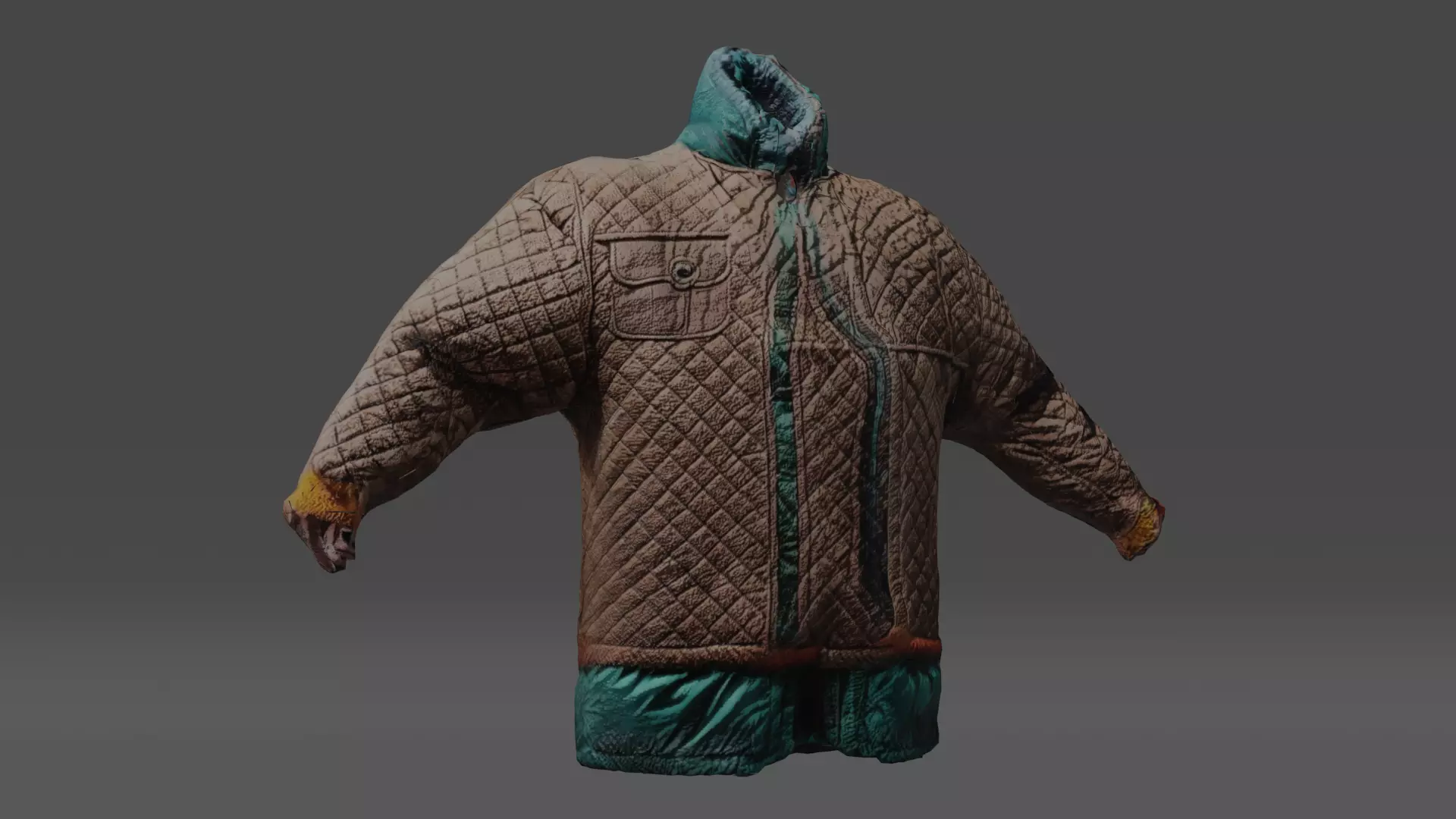 Brown Checkered Coat Free low-poly 3D model_0