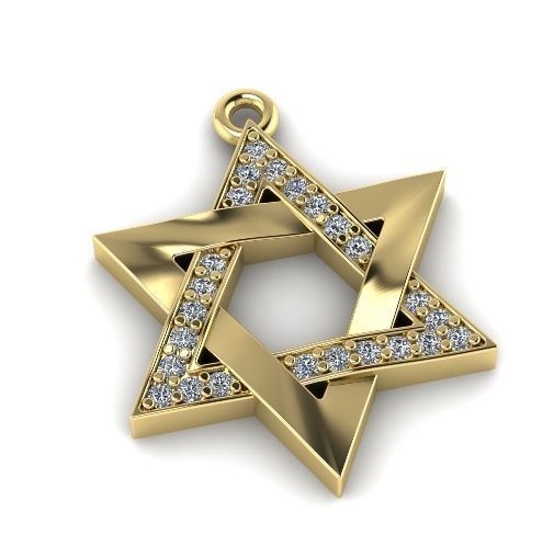 Pendant star of David N01411 3D print model_2