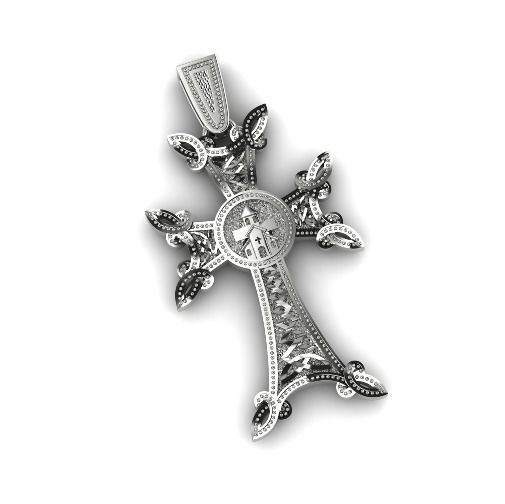 Pendant cross N01405 3D print model_3