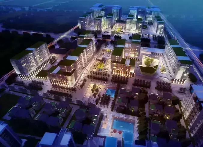 SU model of modern office and residential apartment building