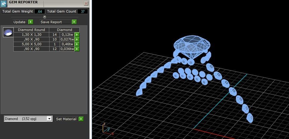 Four ring with different stones N01397 3D print model_13