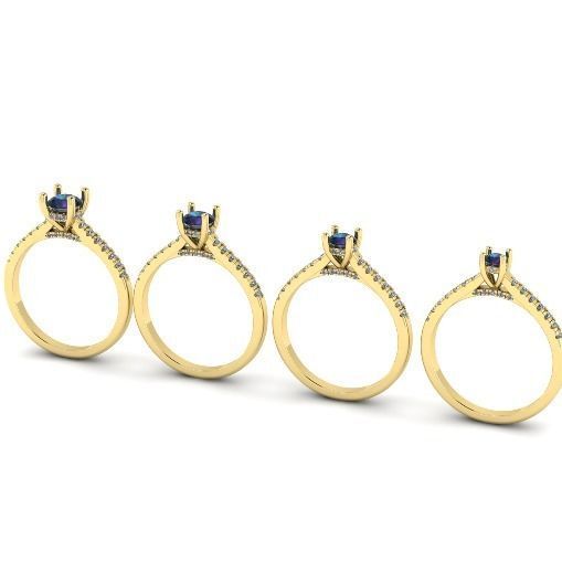 Four ring with different stones N01397 3D print model_1