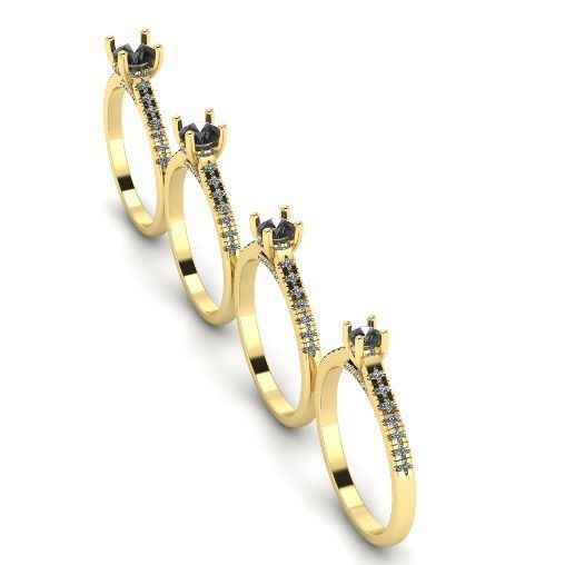 Four ring with different stones N01397 3D print model_2