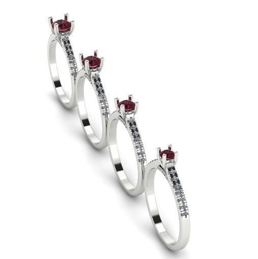 Four ring with different stones N01397 3D print model_3