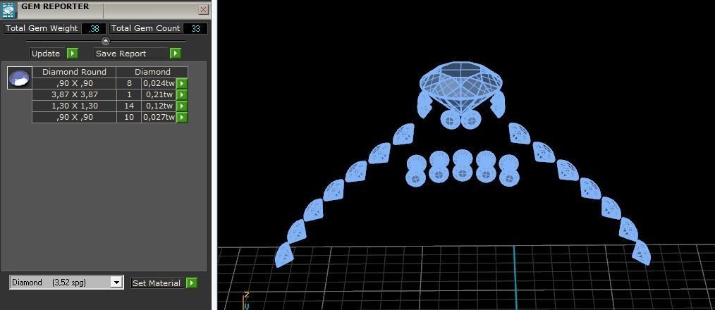Four ring with different stones N01397 3D print model_15