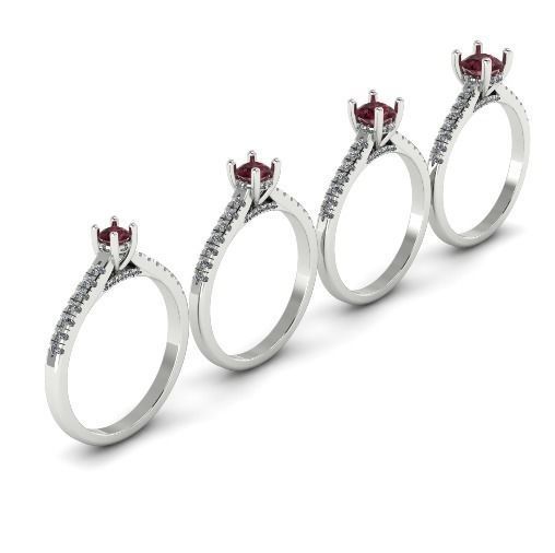 Four ring with different stones N01397 3D print model_4