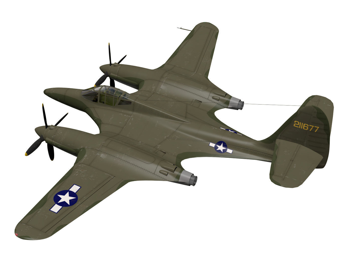 McDonnell XP-67 Bat 3D model_1