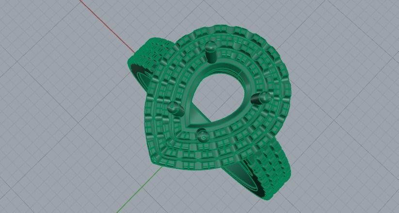 Ring with stones N01367 3D print model_4