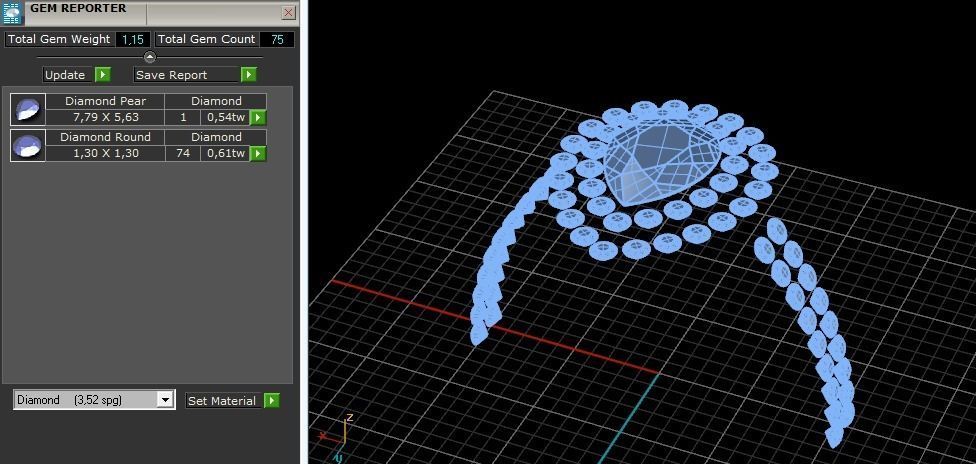 Ring with stones N01367 3D print model_10