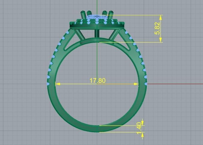 Ring with stones N01367 3D print model_6