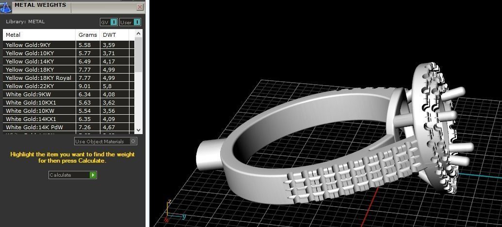 Ring with stones N01367 3D print model_9